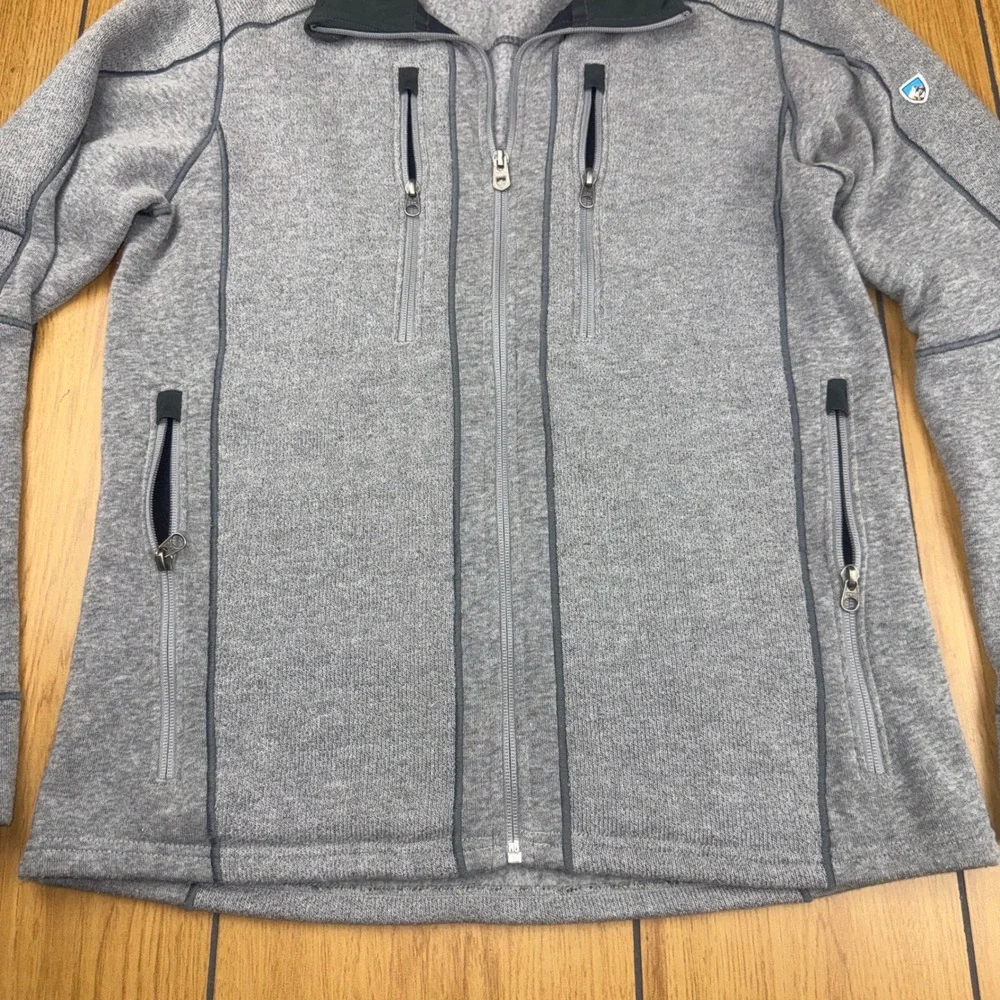 Kuhl Interceptr Mens Full Zip Fleece Jacket‎ Gray Heather Hiking Outdoor Medium
